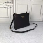 PRADA 1BH046 時尚新款女士黑色原版仿鹿皮單肩斜挎包