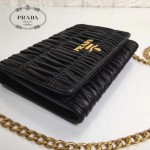 PRADA 1BP005-06 名媛必備黑色原單羊皮單肩斜挎包晚宴包