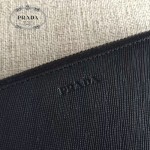 PRADA 2M1411-2 商務男士175鋼印藍色原版十字紋長款錢包