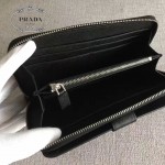 PRADA 2M1411 商務男士175鋼印黑色原版十字紋長款錢包