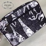 Prada-2NA006 黑色森林圖案進口降落傘尼龍材質化妝包