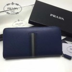 PRADA 2M1317-7 專櫃新配色175鋼印原單十字紋長款拉鏈錢包