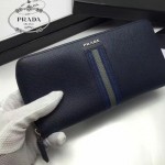 PRADA 2M1317-6 專櫃新配色175鋼印原單十字紋長款拉鏈錢包