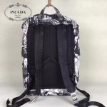 Prada-2VZ135 黑色森林圖案進口降落傘尼龍材質雙肩包背包