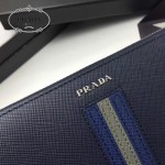 PRADA 2M1317-6 專櫃新配色175鋼印原單十字紋長款拉鏈錢包