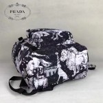 Prada-2VZ135 黑色森林圖案進口降落傘尼龍材質雙肩包背包