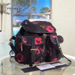 Prada-BZ0030 最新款玫瑰花原單防水尼龍料雙肩包