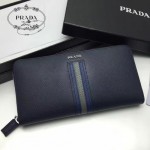 PRADA 2M1317-6 專櫃新配色175鋼印原單十字紋長款拉鏈錢包