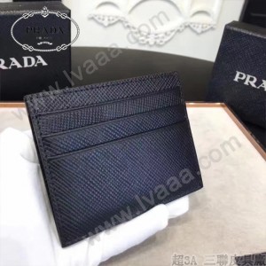 Prada-2MC223 原版十字紋進口小牛皮6卡位卡片夾卡包