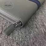 PRADA 2M1317-8 專櫃新配色175鋼印原單十字紋長款拉鏈錢包
