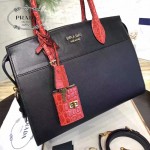PRADA 1BA046-06 時尚女士紅色鱷魚紋手腕配原版皮手提單肩包