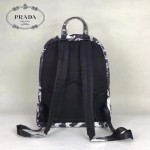 Prada-2V0066 黑色森林圖案進口降落傘尼龍材質雙肩包背包