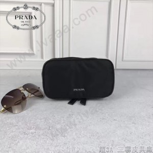 Prada-2QS003 黑色森林圖案進口降落傘尼龍材質化妝包