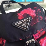 PRADA 1BH029 專櫃限量版玫瑰花防水尼龍配原版十字紋迷你雙肩包