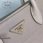 PRADA 1BA102 專櫃最新設計杏色拼色原版十字紋手提單肩包風琴包