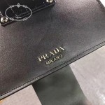 PRADA 1BD067 高貴奢華純手工鉆扣原版黑色小牛皮拼鱷魚紋單肩斜挎包