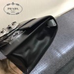 PRADA 1BD067 高貴奢華純手工鉆扣原版黑色小牛皮拼鱷魚紋單肩斜挎包