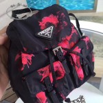 PRADA 1BH029 專櫃限量版玫瑰花防水尼龍配原版十字紋迷你雙肩包