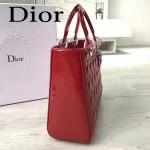 DIOR-007-3 人氣經典款女士七格紅色原版漆皮銀扣手提單肩包戴妃包