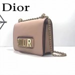 DIOR-001-6 王子文同款JADIOR系列古銅字母灰粉色原版皮單肩斜挎包手拿包