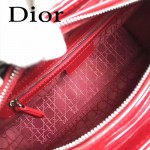 DIOR-007-3 人氣經典款女士七格紅色原版漆皮銀扣手提單肩包戴妃包