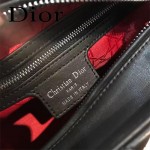 DIOR-004-6 專櫃限量版五格黑色原版小羊皮配鑽石肩帶手提單肩包戴妃包