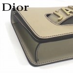 DIOR-001-5 王子文同款JADIOR系列古銅字母淺灰色原版皮單肩斜挎包手拿包