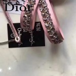 DIOR-006-3 專櫃新品限量版三格粉色原版羊皮配鑽石肩帶迷你戴妃包