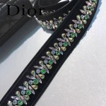 DIOR-004-6 專櫃限量版五格黑色原版小羊皮配鑽石肩帶手提單肩包戴妃包