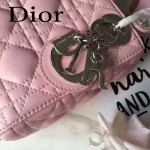 DIOR-006-3 專櫃新品限量版三格粉色原版羊皮配鑽石肩帶迷你戴妃包