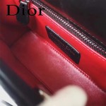 DIOR-006-4 專櫃新品限量版三格黑色原版羊皮配鑽石肩帶迷你戴妃包