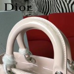 DIOR-007 人氣經典款女士七格粉色原版漆皮銀扣手提單肩包戴妃包