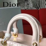 DIOR-007-2 人氣經典款女士七格粉色原版漆皮金扣手提單肩包戴妃包