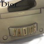 DIOR-001-5 王子文同款JADIOR系列古銅字母淺灰色原版皮單肩斜挎包手拿包