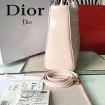 DIOR-007-2 人氣經典款女士七格粉色原版漆皮金扣手提單肩包戴妃包