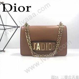 DIOR-001-3 王子文同款JADIOR系列古銅字母土黃色原版皮單肩斜挎包手拿包