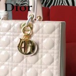 DIOR-007-2 人氣經典款女士七格粉色原版漆皮金扣手提單肩包戴妃包