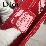 DIOR-007-3 人氣經典款女士七格紅色原版漆皮銀扣手提單肩包戴妃包
