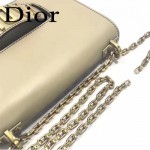DIOR-001-5 王子文同款JADIOR系列古銅字母淺灰色原版皮單肩斜挎包手拿包