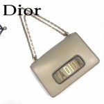 DIOR-001-5 王子文同款JADIOR系列古銅字母淺灰色原版皮單肩斜挎包手拿包