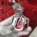 DIOR-007-3 人氣經典款女士七格紅色原版漆皮銀扣手提單肩包戴妃包
