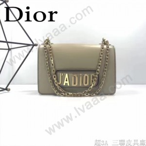 DIOR-001-5 王子文同款JADIOR系列古銅字母淺灰色原版皮單肩斜挎包手拿包