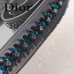 DIOR-004-5 專櫃限量版五格灰色原版小羊皮配鑽石肩帶手提單肩包戴妃包
