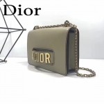 DIOR-001-5 王子文同款JADIOR系列古銅字母淺灰色原版皮單肩斜挎包手拿包