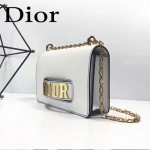 DIOR-001-2 王子文同款JADIOR系列古銅字母白色原版皮單肩斜挎包手拿包