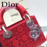 DIOR M44501-5 高級定制款紅色原版布料燙鑽迷你手提單肩包戴妃包