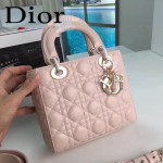 DIOR-0020-3 最新設計LADY四格粉色原版羊皮配三個徽章手提單肩包戴妃包