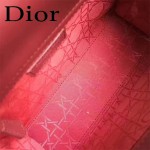 DIOR-0020-9 最新設計LADY四格棗紅色原版羊皮配三個徽章手提單肩包戴妃包