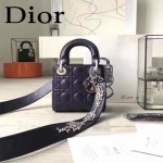 DIOR-0013-5 早春專櫃最新款藍色原版小羊皮小號單肩斜挎包戴妃包
