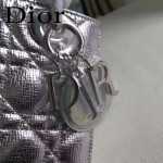 DIOR-0020-6 最新設計LADY四格銀色原版羊皮配三個徽章手提單肩包戴妃包